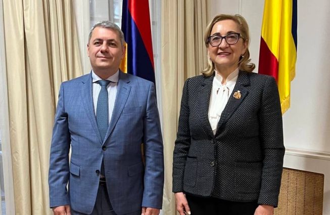 Tamar Beruchashvili, recent numită Ambasador al Georgiei în România a efectuat o vizită de curtoazie la Ambasadorul Republicii Armenia în România, Sergey Minasyan